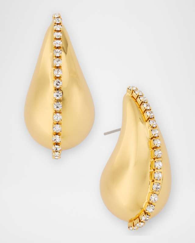 Rhinestone Golden Teardrop Earrings